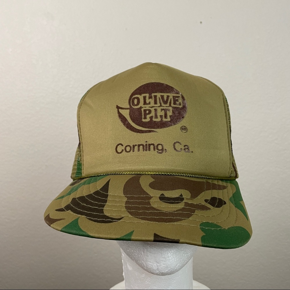 Olive Pit Camo Hat Vintage Ama Pro OSFM